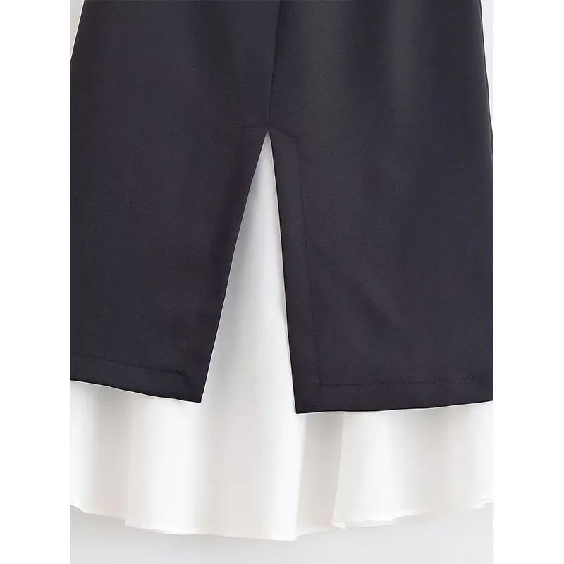 Chic Black White Splicing Long Skirts For Women 2025 New Fashion Midi Skirt Street Casual Holiday Skirts ﻿Mujer