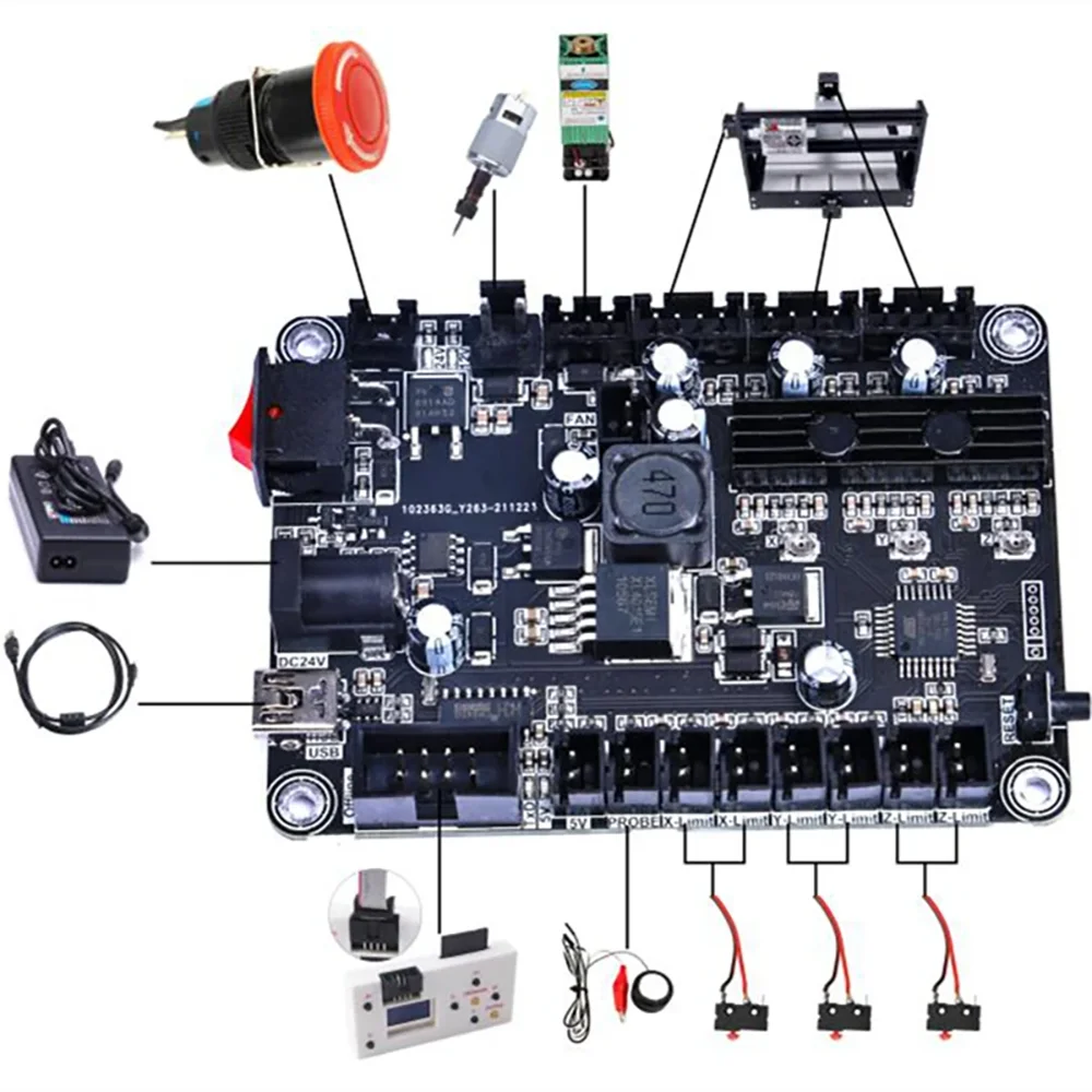 Yofuly CNC Engraving Machine Control Board GRBL 1.1 USB Port 3-Axis Integrated Driver with Offline Controller for CNC 3018 Pro cnc router parts