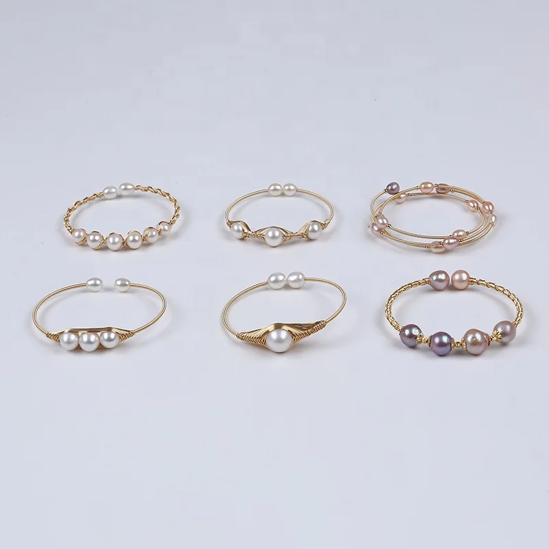 Hot Sale Natural Freshwater Pearl Bead Adjustable Cuff Opening Bangle Bracelet For Women Gift 3