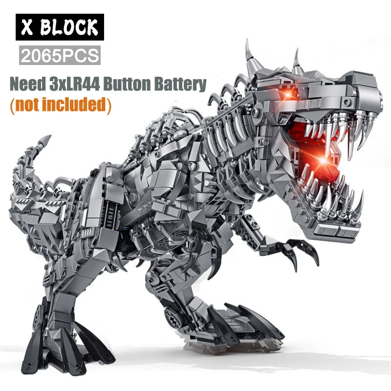 Jurassic Dinosaur World Large Mechanical Tyrannosaurus Rex Building Blocks Modello T-Rex Con Luci Mattoni Giocattoli Per Regalo Per Bambini