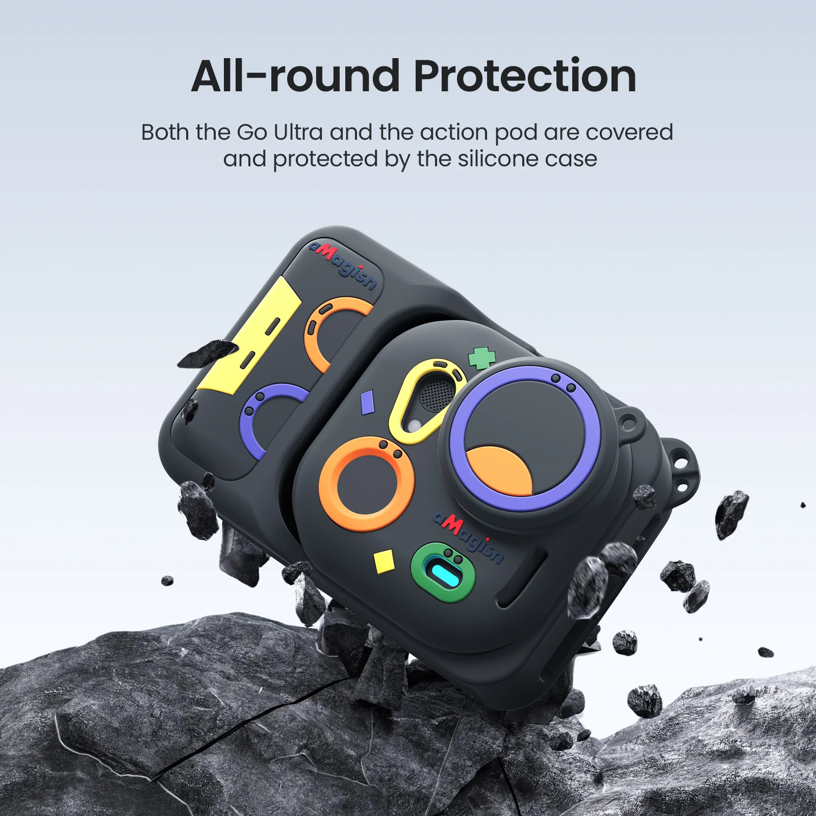 Custodia in silicone aMagisn per Insta360 Go Ultra, custodia protettiva per personalità colorata con copriobiettivo staccabile e accessori per cinturino - Image 2