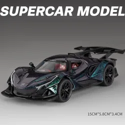 1:32 Diecast Alloy Car with Sound, Light & Rear Wheel Return Force - Doors Open Miniature Supercar Fashion Gift (IE Purple)