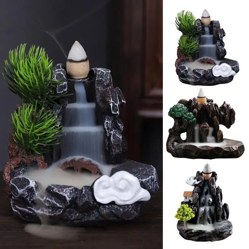 

Creative Waterfall Incense Burner Upgraded Backflow Incense Holder Resin Smokey Aromatherapy Environment Cleansing For Home