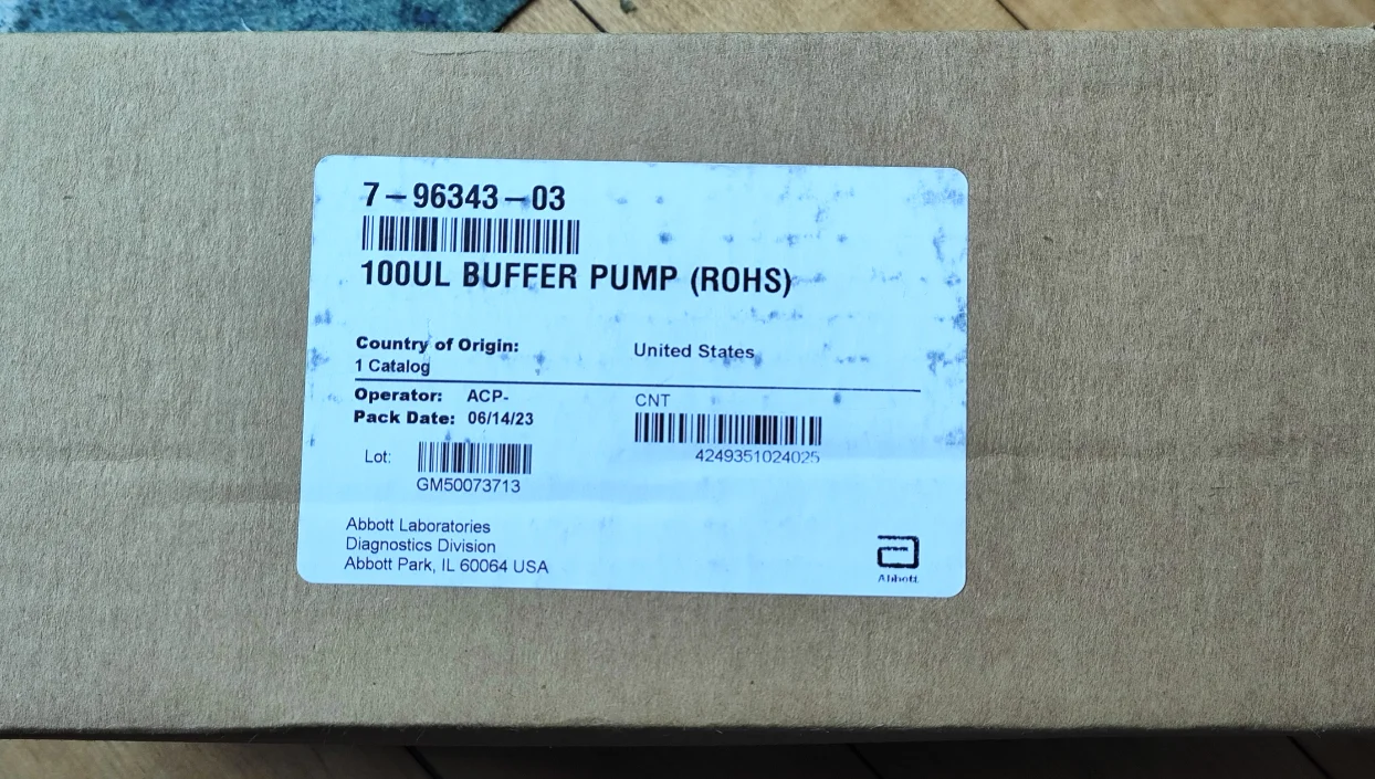 

100µL Buffer Pump, RoHS, PN: 7-96343-02 / 7-96343-03 for Abbott New, Original