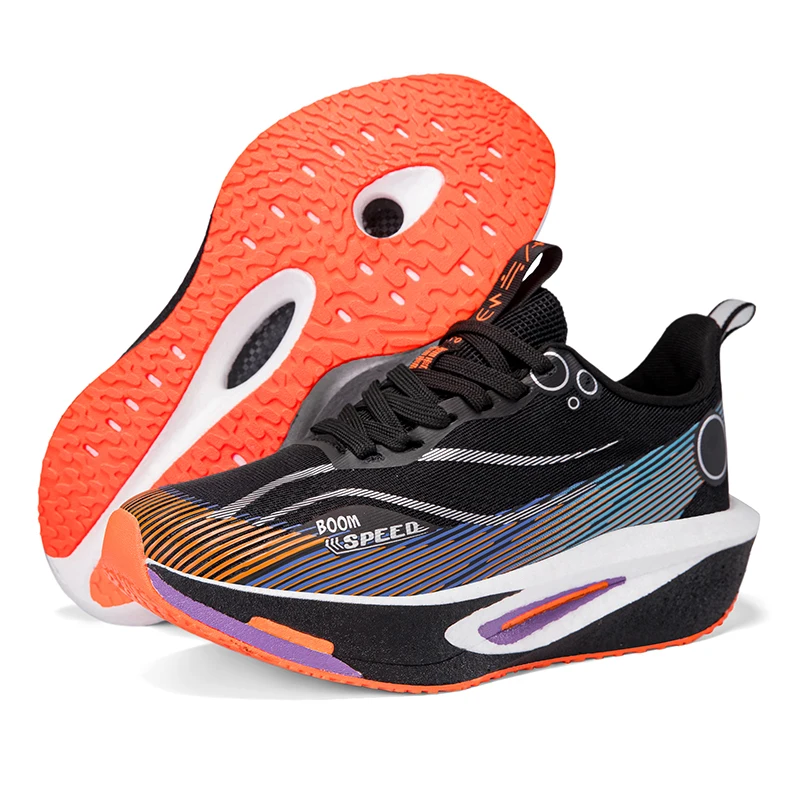 Unissex placa de carbono tênis corrida profissional maratona leve saltando almofada respirável senhoras suporte estável sapatos esportivos