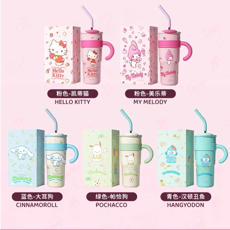 

1200ML Sanrio Hello Kitty Mug Thermos Bottle Cute Cinnamoroll Sippy Water Cup Vacuum Flask SS316 High Capacity Insulated Gifts