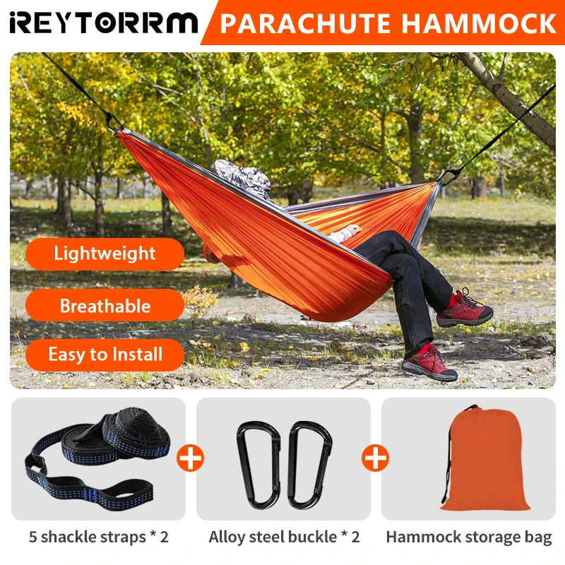 Camping Hammock For Single 220x100cm Outdoor Hunting Survival Portable Garden Yard Patio Leisure Parachute Hammock Swing Travel 3