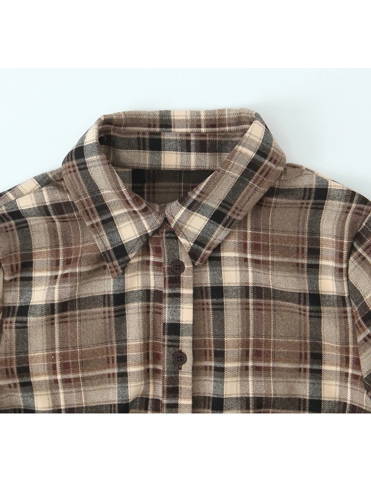 Street Fashion Plaid Slim Shirt 2 Pieces Sets Women Long Sleeve Tops Straight Long Pants Set 2025 Autumn Casual Woman Outfits