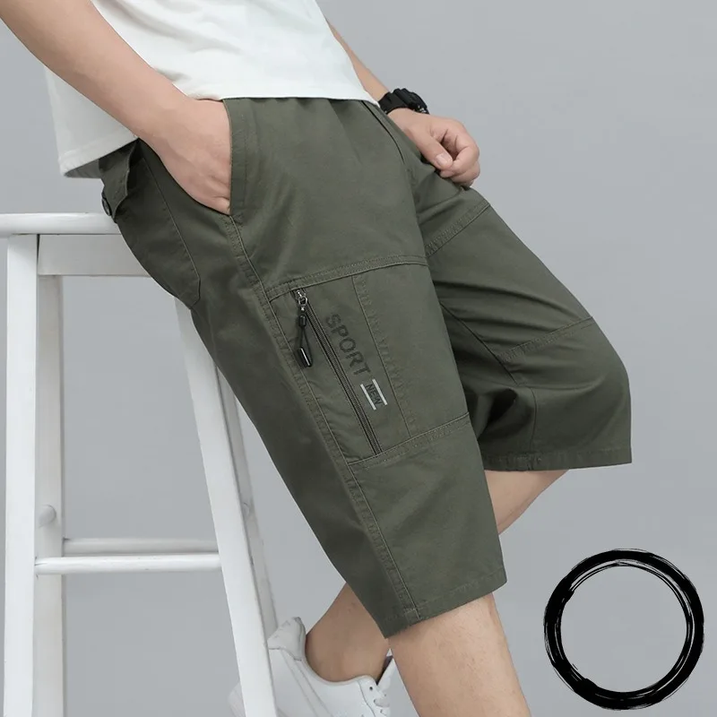 Y2k Trousers Shorts Man Breeches Cotton Loose Quarter Beach Sweatpants Summer Casual Oversized Fashion Multiple Pockets Pants