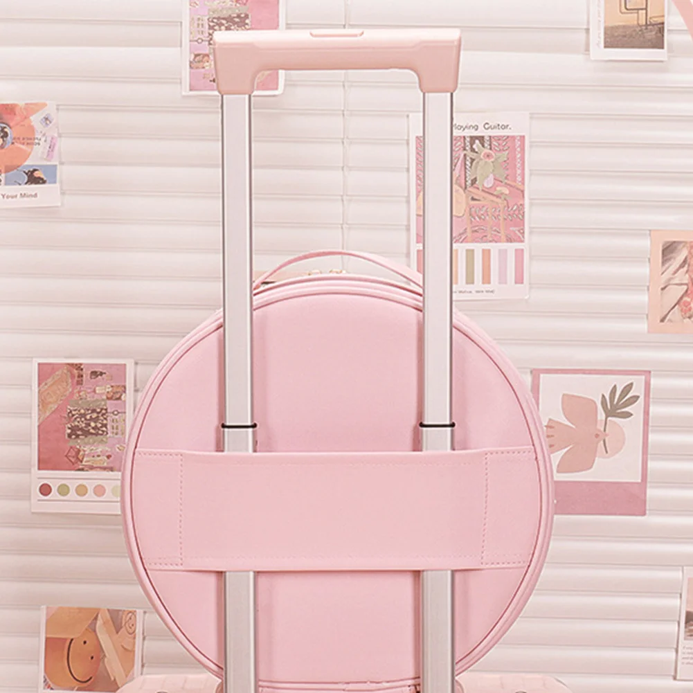 Circular Cosmetic Storage Box Vanity Mirror With Light Portable Large Capacity Cosmetic Bag Ladies Wash Bag 5