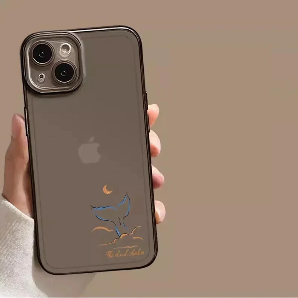 Whale Lovers Couple Clear Phone Case - Simple and Elegant Design