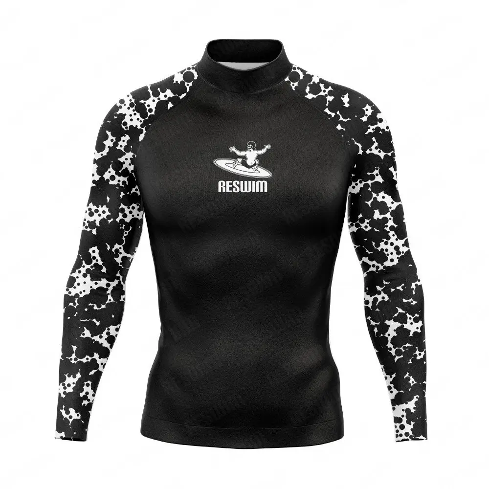 Surf Swimming Tight T-shirt Long Sleeve Beach UV Protection Swimwear Men's Print Swimsuit Quick Dry GYM Surf Diving Clothes