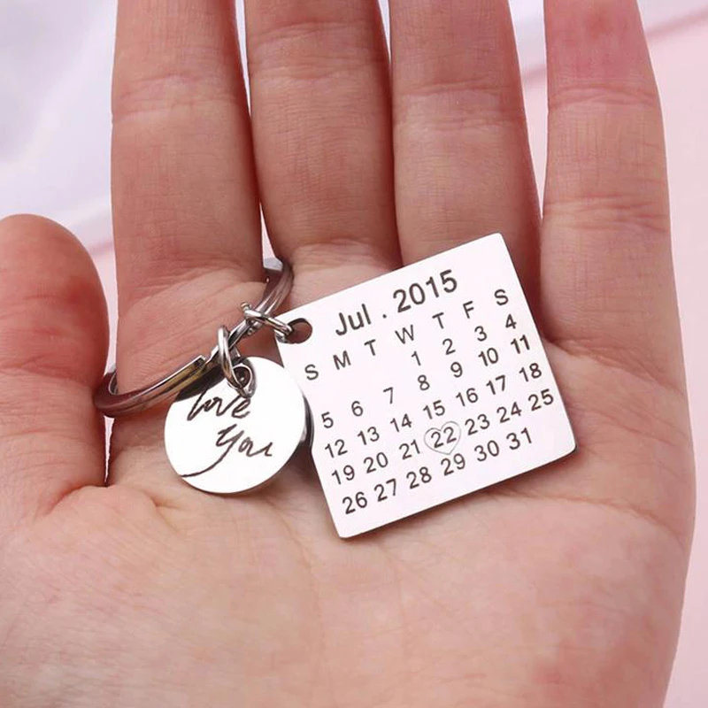 Personalised Calendar Keychain Custom Date Anniversary Wedding