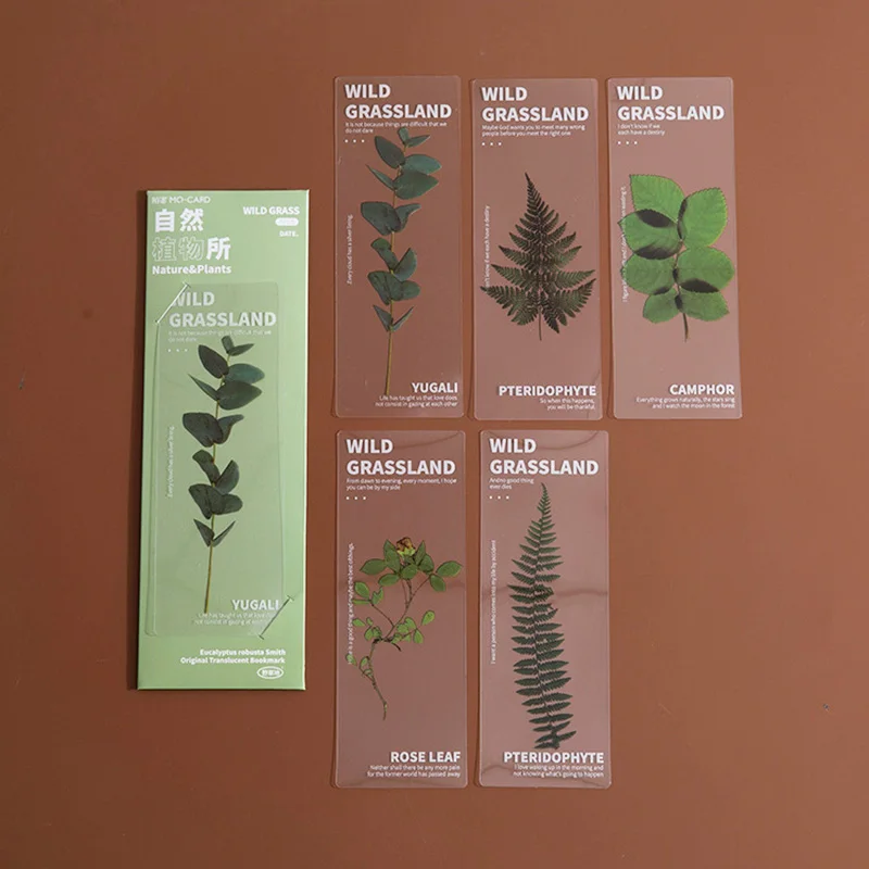 5pcs Natural Plants Flower Series Bookmark Pvc Translucent Reading Book Mark Retro Book Page Marker Stationery Supplies