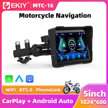 EKIY Cruscotto digitale portatile da 5 pollici per moto Wireless CarPlay Moto Android Auto Navigazione GPS Display Monitor per schermo BT5.0