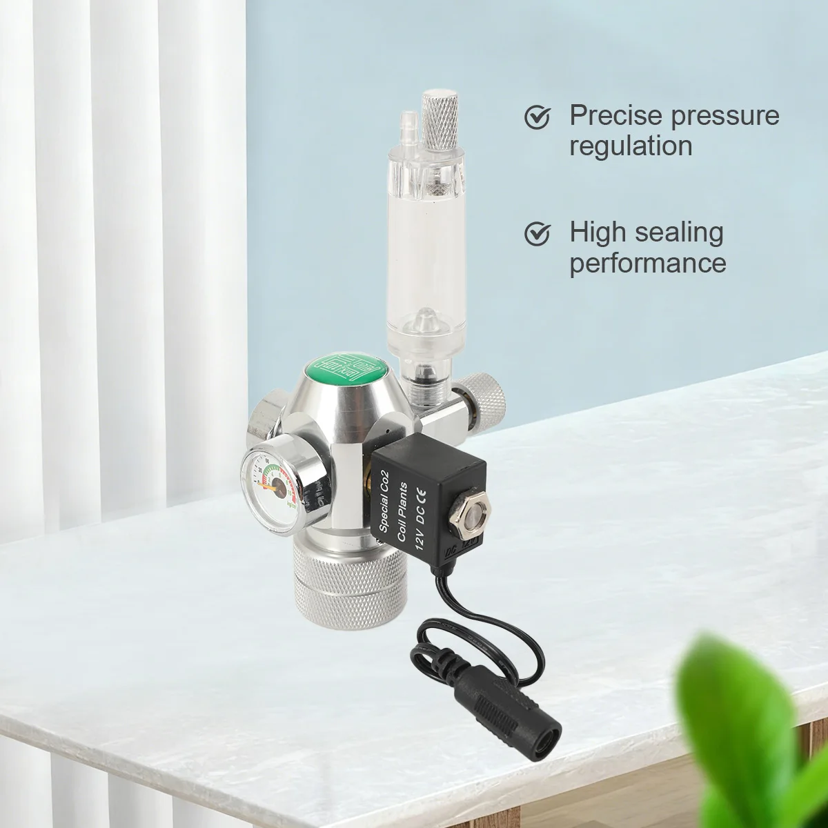 Aquarium CO2-Druckminderer Magnetventil Aquarium Gasflasche Druckregler Druckminderungsventil – Detail 5