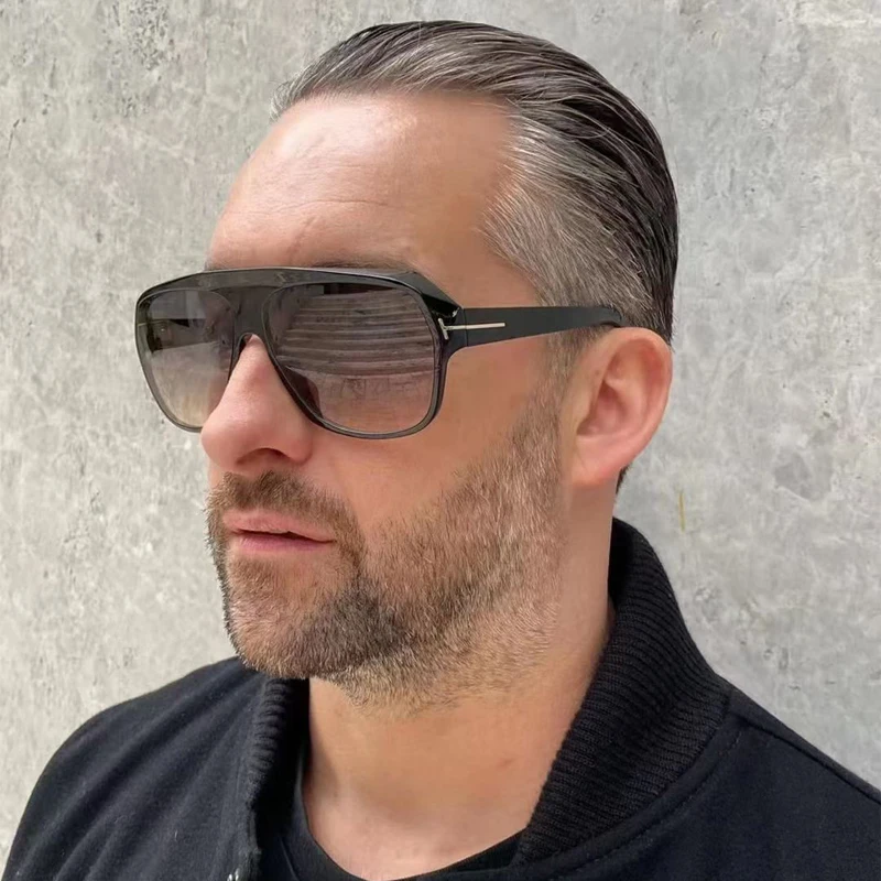 

Trendy Oversized Pilot Square Sunglasses Women Men 2024 Gradient Gray Lens Brand Tom Leopard Rectangle Sun Glassses Shades UV400