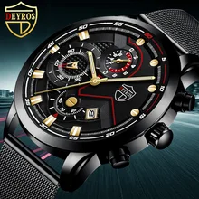 

DEYROS Classic Luminous Men's Casual Watch Men's Fashion Stainless Steel Calendar Quartz Watch