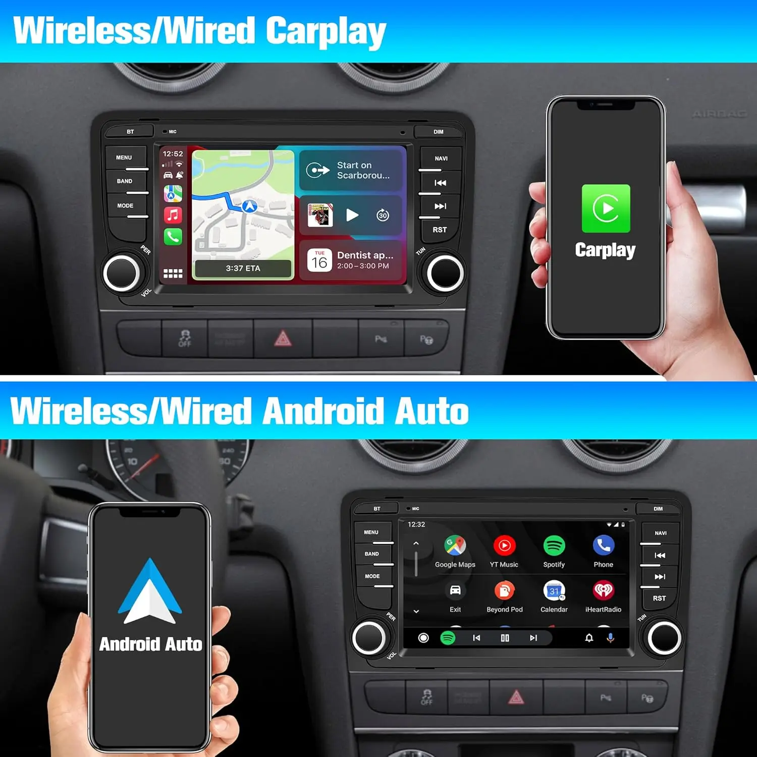 Android 13 Car Radio for Audi A3 S3 RS3 8P 2003-2013 7'' Car Radio with SD Funct