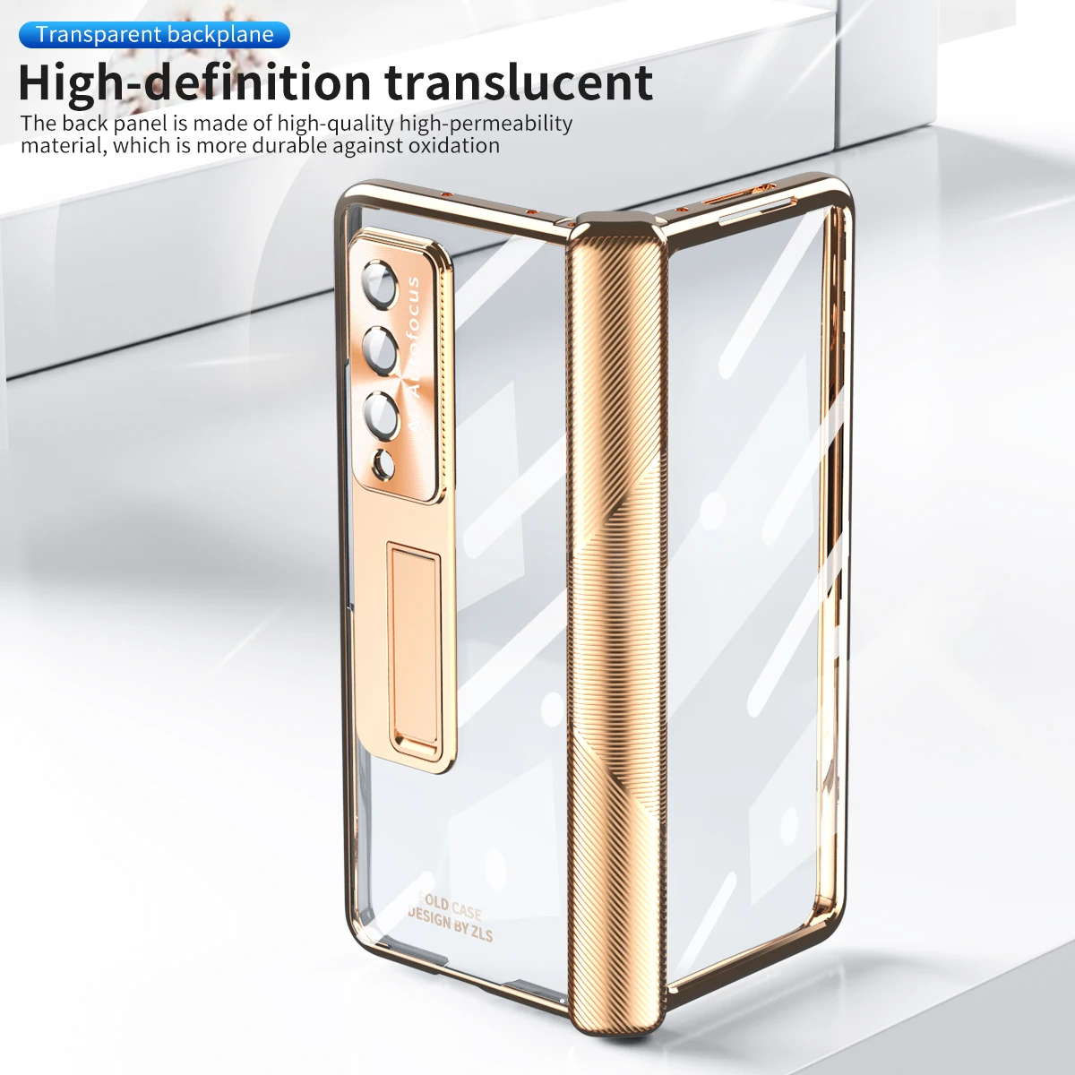 For Samsung Galaxy Z Fold 5 Case Hinge Plating Clear Magnetic Case Fold 4 3 with S Pen Holder Kickstand 360 Full Protector Cover