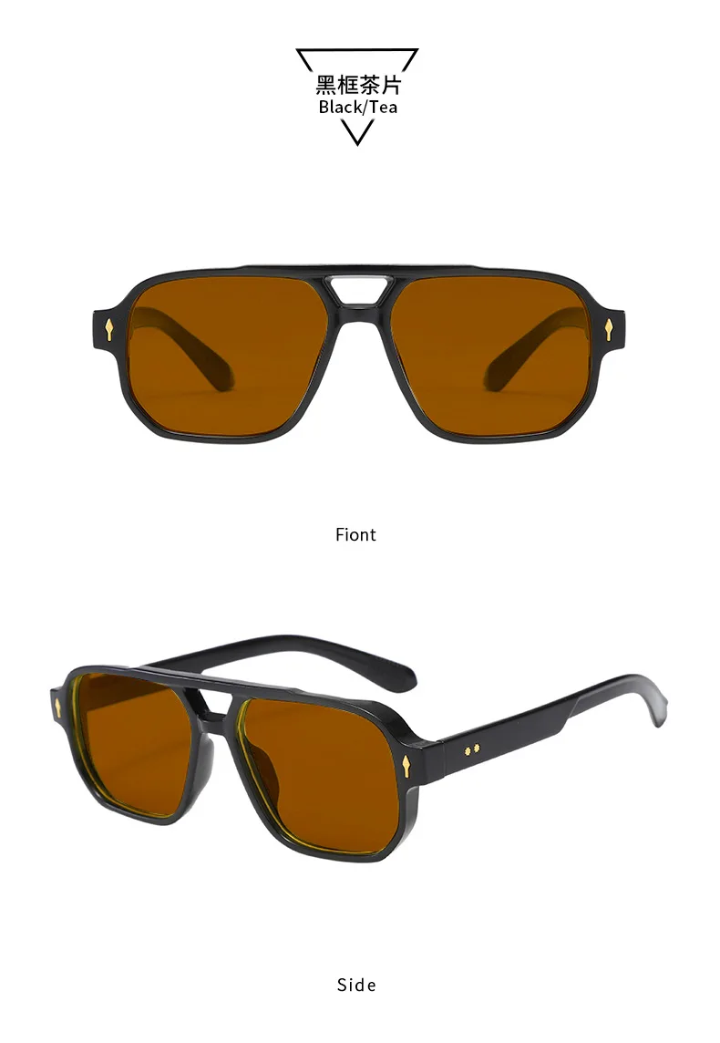 Neue Vintage Quadratische Sonnenbrille für Damen und Herren Marken-Rechteck-Sonnenbrille Ovale Brillen für Männer und Frauen – Detail 17