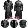 MEN'S GERMAN CLASSIC WW2 MILITARY UNIFORM OFFICER BLACK  LEATHER TRENCH COAT 3