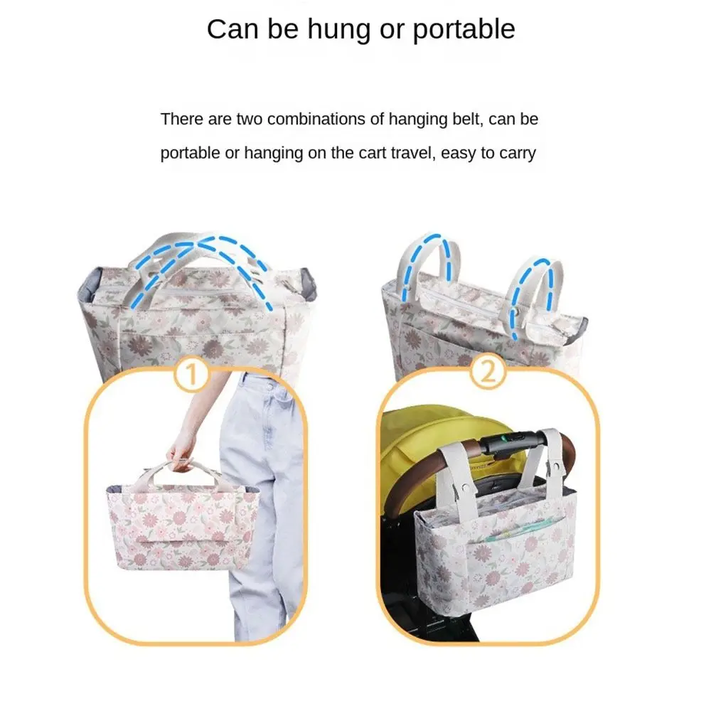 Large Capacity Baby Stroller Bag Hanging With Multiple Pockets Stroller Storage Hanging Bag Oxford cloth Magnetic Button