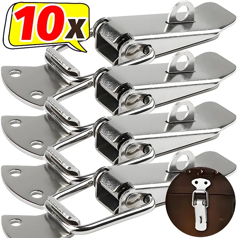 Toggle Latches Buckle Clamp 10/2PCS Duck-mouth Buckle Box Closure Lock Stainless Steel Toggle Latches Spring Loaded Clamp Clip Lever Clasp Crate Lock Snap