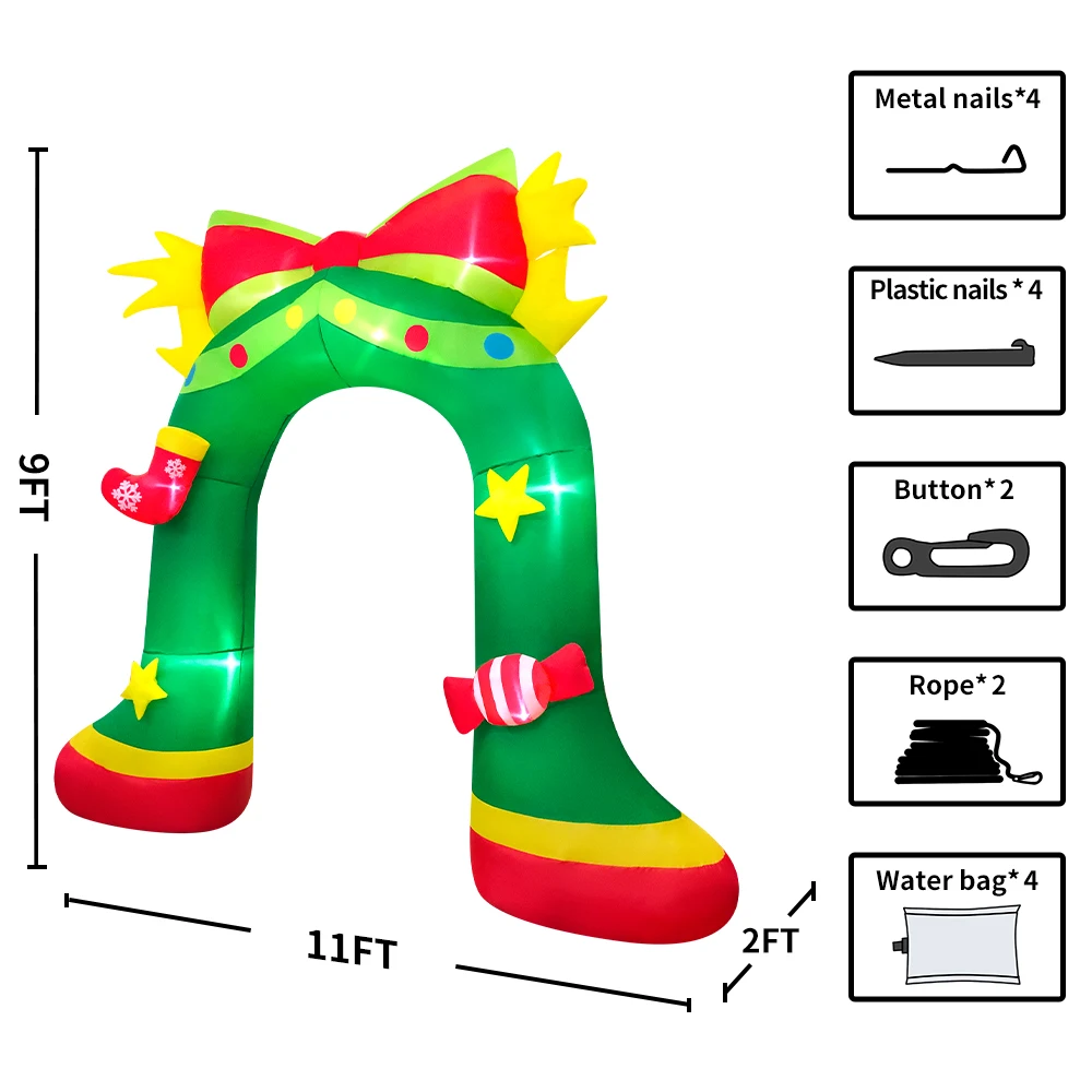 Merry Christmas Tree Arch Santa Claus Sleigh Inflatable Decoration Home Outdoor With LED Light New Year Garden Party Decor Gifts