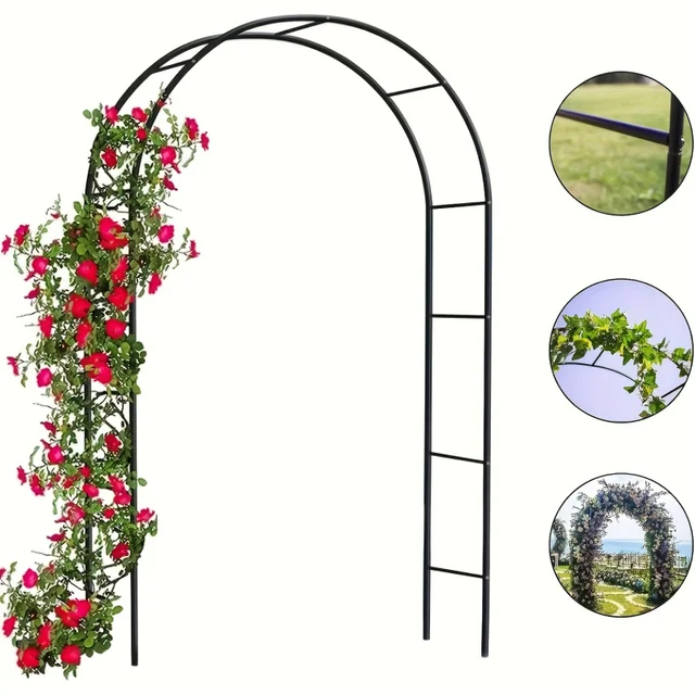 1pc, Metal Garden Arch, 100inch Large Size Heavy Duty Steel Frame Garden Arch With Gothic Style, Wedding Arch Lawn Rock Climbing 2