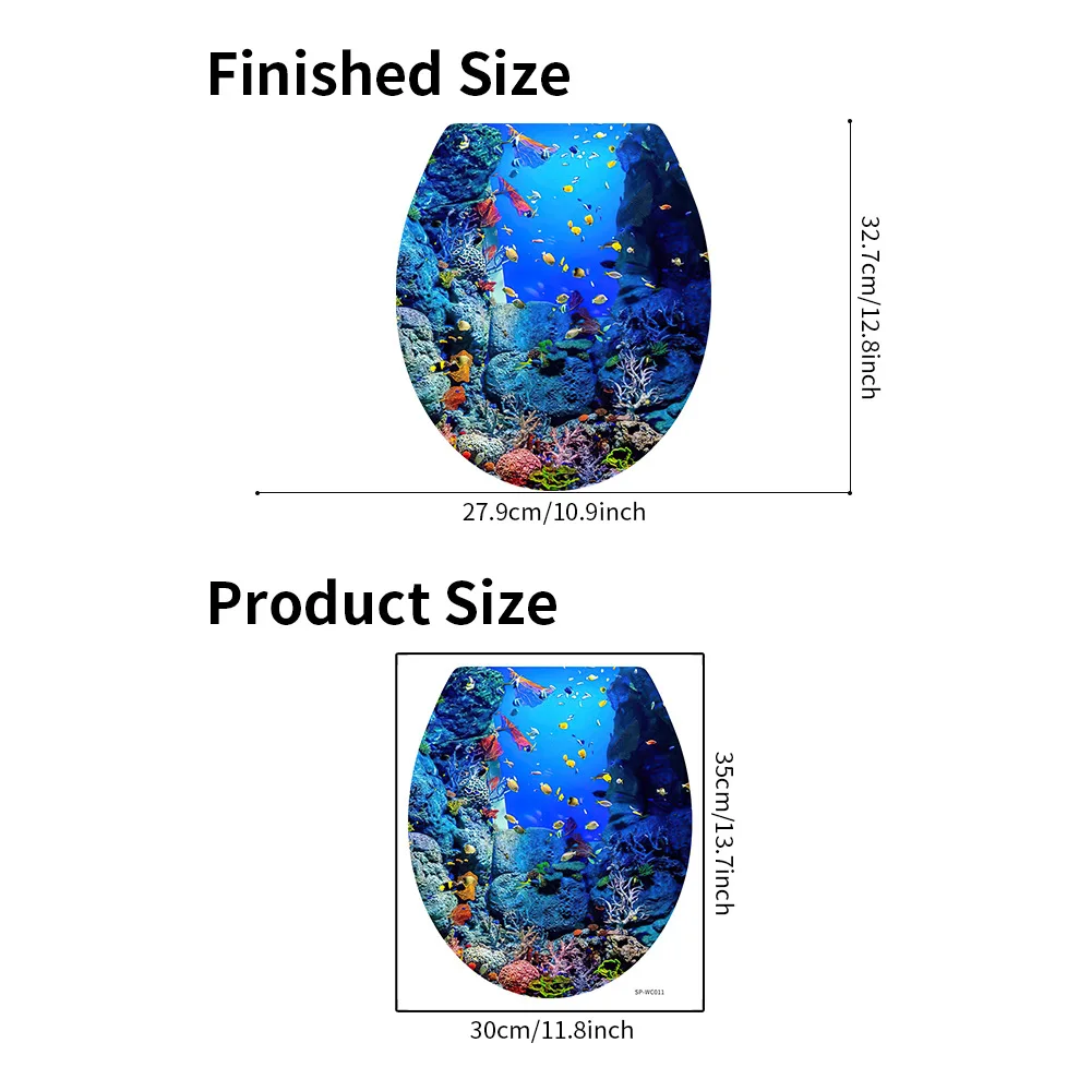 Toilet Seat Stickers 1pc Sea World Self Adhesive Bathroom Decor