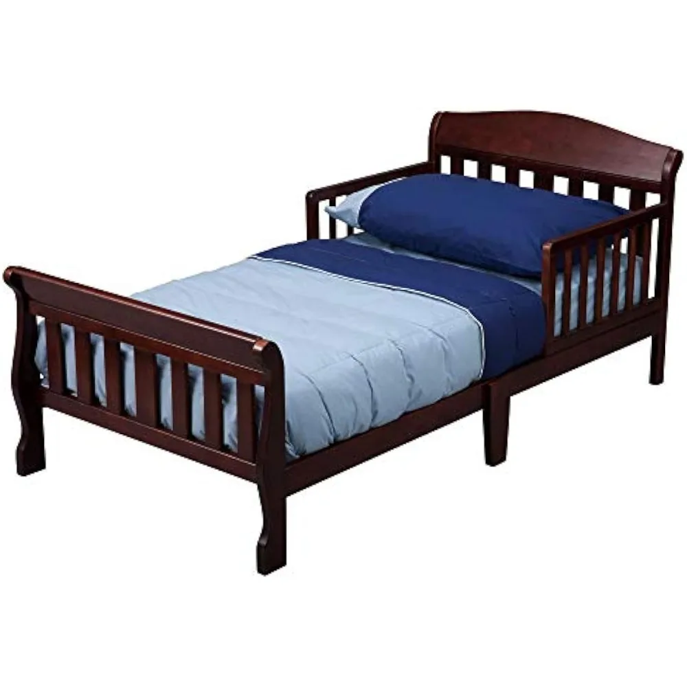 

Bed, wooden bed frame, with child safety guardrail, toddler bed