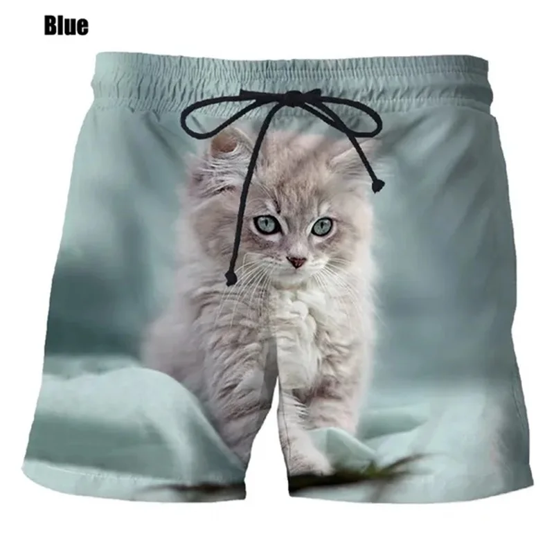 New Fashion Cute Cat Graphic Board Shorts For Men 3D Printed Casual Unisex Funny Animal Beach Swimming Shorts Men Trunks 6