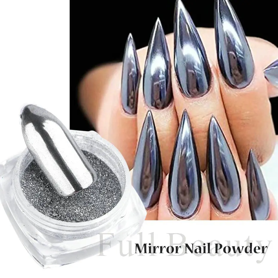 Nail Mirror Glitter Powder 2 Pcs Gold Silver Metallic Effect Pigment Gel Polish Chrome Flakes Dust Holographic Decoration nail powder nail glitter nail decoration nail decorations nail flakes