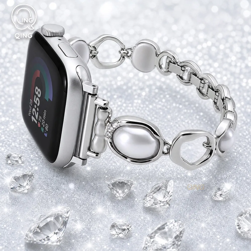 Elegant Stainless Steel Bead Chain Bracelet Watch Band