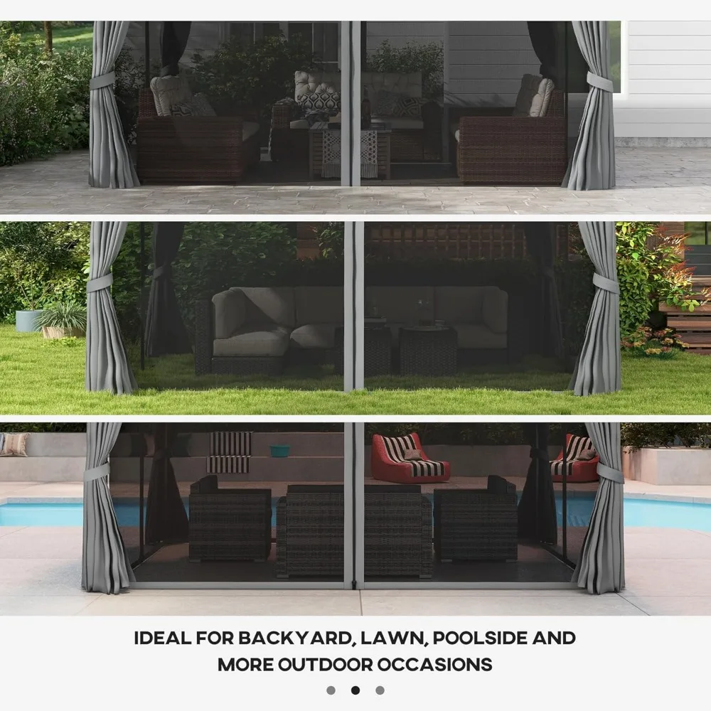 10' x 13' Patio Gazebo, Outdoor Gazebo Canopy Shelter with Netting and Curtains, Aluminum Frame for Garden, Lawn, Backy and Deck 6
