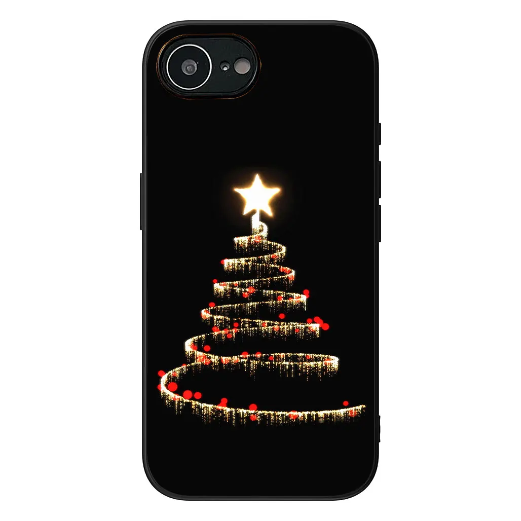 Merry Christmas Holiday Phone Case with Santa Claus, Tree, and Snowman Design