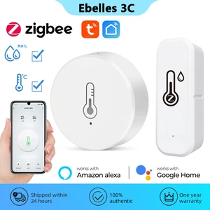 Датчик температуры и влажности Tuya ZigBee, детектор умного дома, работает с Alexa Google Zigbee Hub