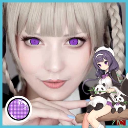 Vibrant Anime Cosplay Colored Contact Lenses - Half Yearly Disposable Soft Lens for Parties and Halloween Eye Makeup (Cyan Mesh Purple)