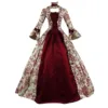 Women Lace-Up Medieval Dress Ruffles Bow Vintage Victorian Carnival Maxi Dress Patchwork Floral Female Fairy Long Dress 5