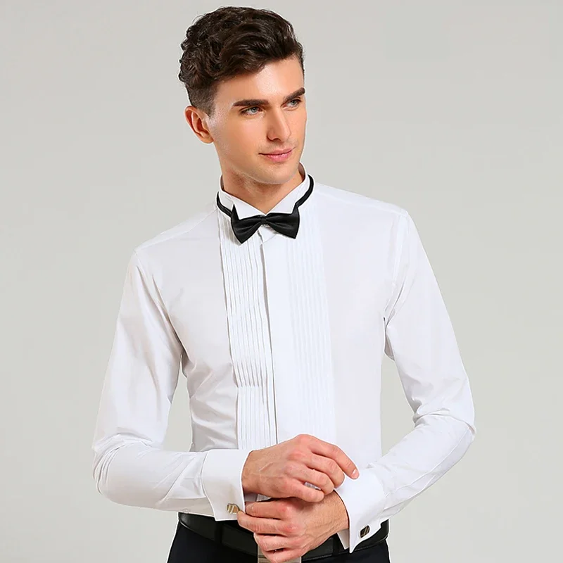 

Белая мужская рубашка для смокинга, регулируемые стандартные французские запонки, роскошные свадебные запонки с длинным рукавом для мужчин 6xl