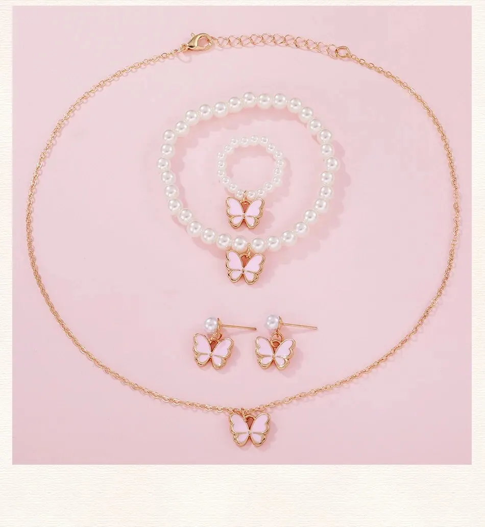 S8562cb17f1f8495abbc1ad89b22ec3bfC 6PCS Set Women Fashion Quartz Watch Female Clock Pink Butterfly Dial Luxury Brand Design Ladies Leather Wrist Watch Montre Femme Mallzona