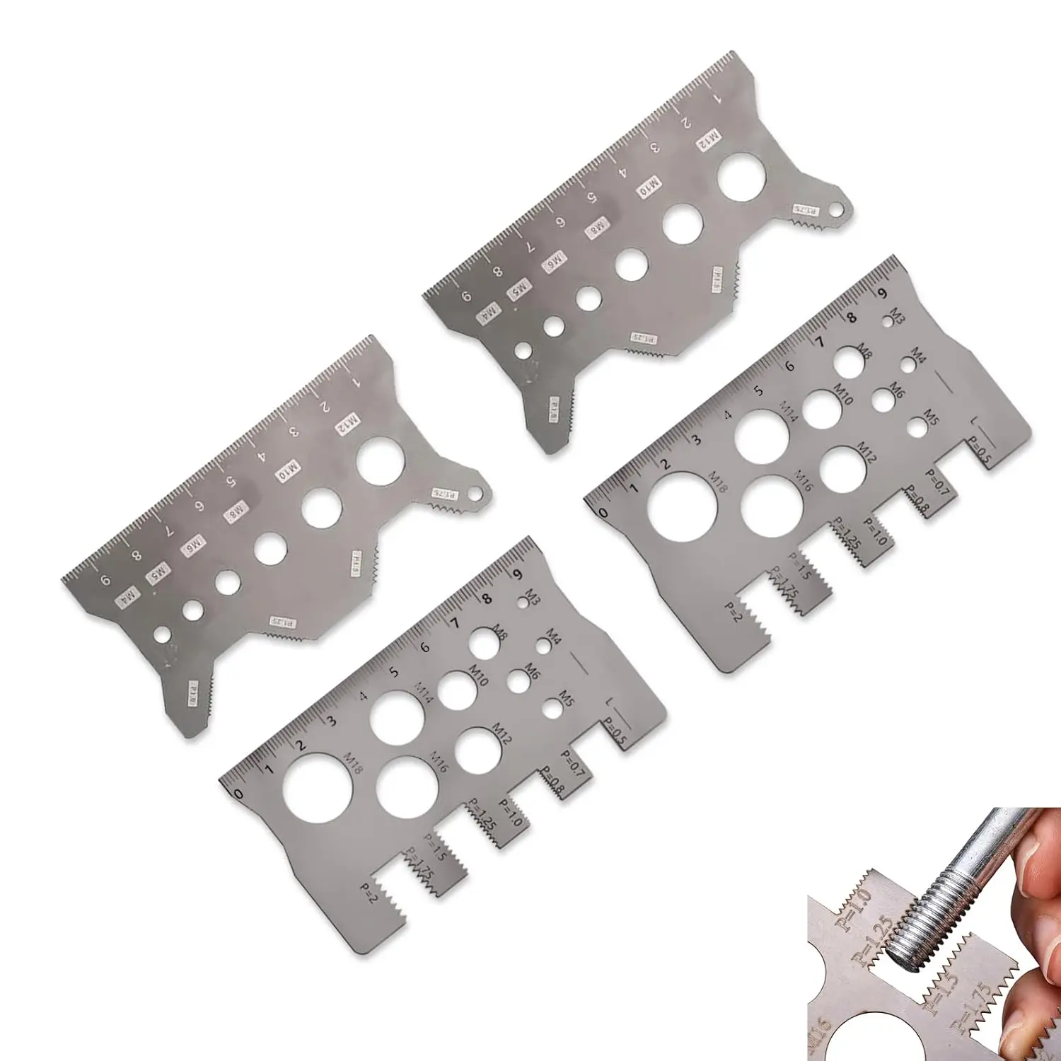 1pc 나사산 피치 게이지 눈금자 측정 도구 볼트 너트 미터법 가공 나사산 나사..