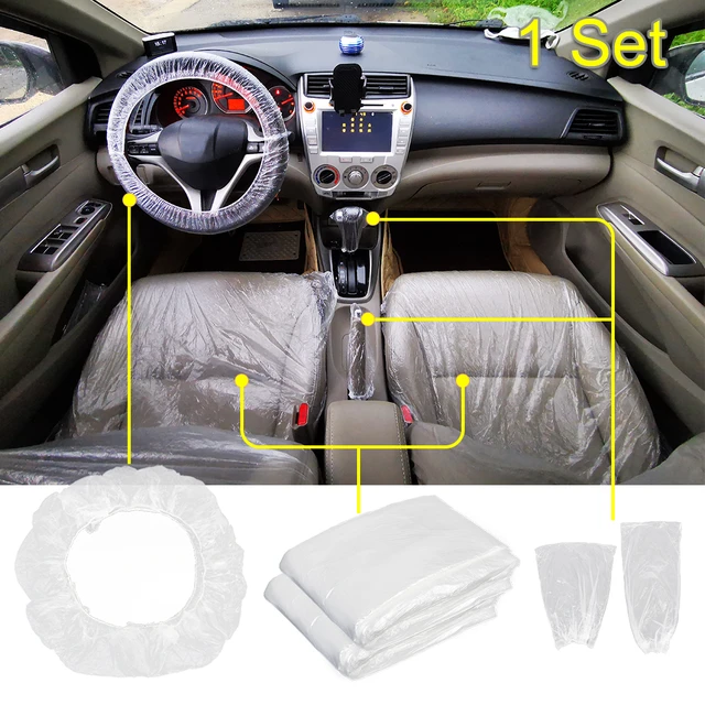 Uxcell 5 in 1 coprisedile monouso in plastica universale coprivolante  coperchio del freno a mano Set di copri pomello del cambio per auto -  AliExpress