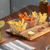 Mini Square Fry Basket Metal French Fries Chips Holder with Handle Desk Food Presentation Mesh Basket Kitchen Accessories Tools 4