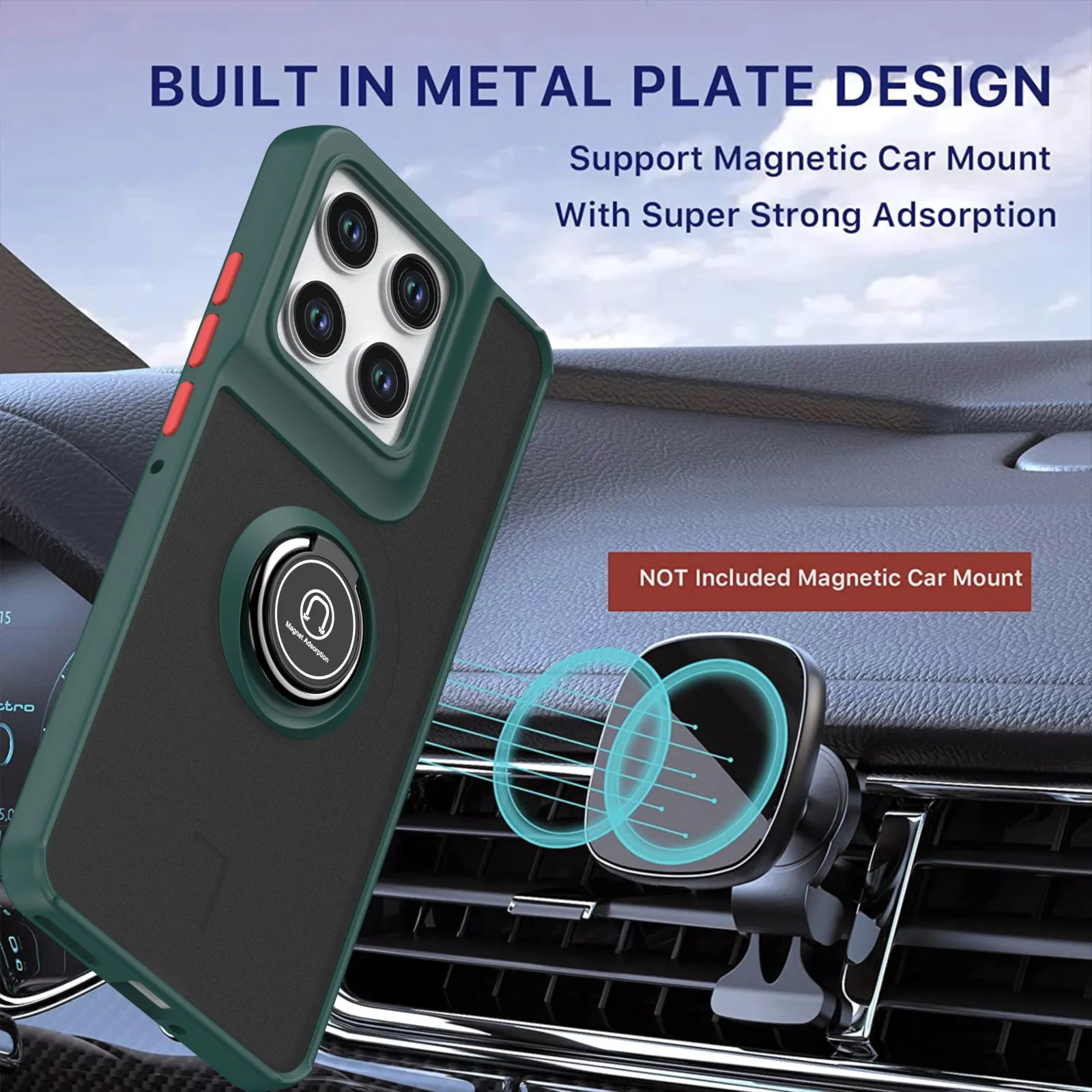Magnetic Finger Ring Holder Soft Case with Air Vent Mount