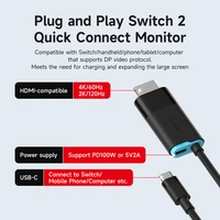Док-станция Hagibis Switch 2 для Nintendo Switch/Switch2/OLED 4K при 60 Гц USB C-HDMI Кабель-адаптер 100 Вт PD Блок питания для ноутбуков ROG — изображение 2