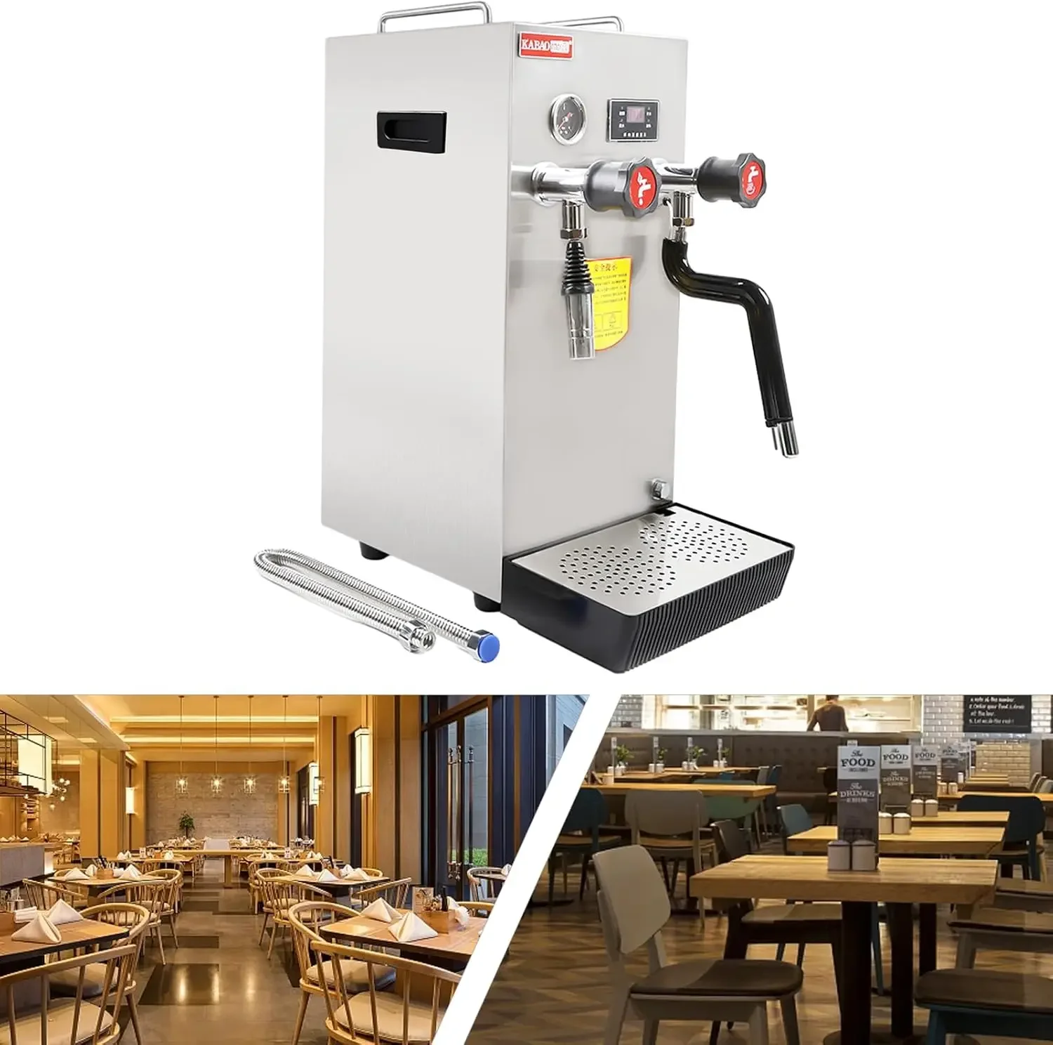 Milk Frother, 8L Multi-Purpose Full-Automatic Steam Boiling Water Frothing Machine, LCD Display Steam Milk Foam Machine, Electri 2