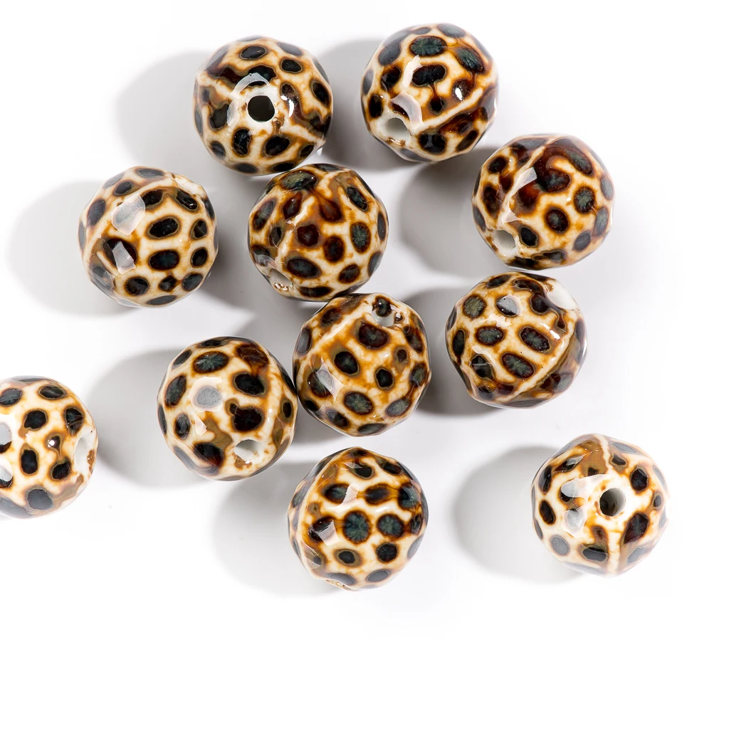 10pcs Leopard ceramic beads Porcelain jewelry accessory For jewelry making #MY262