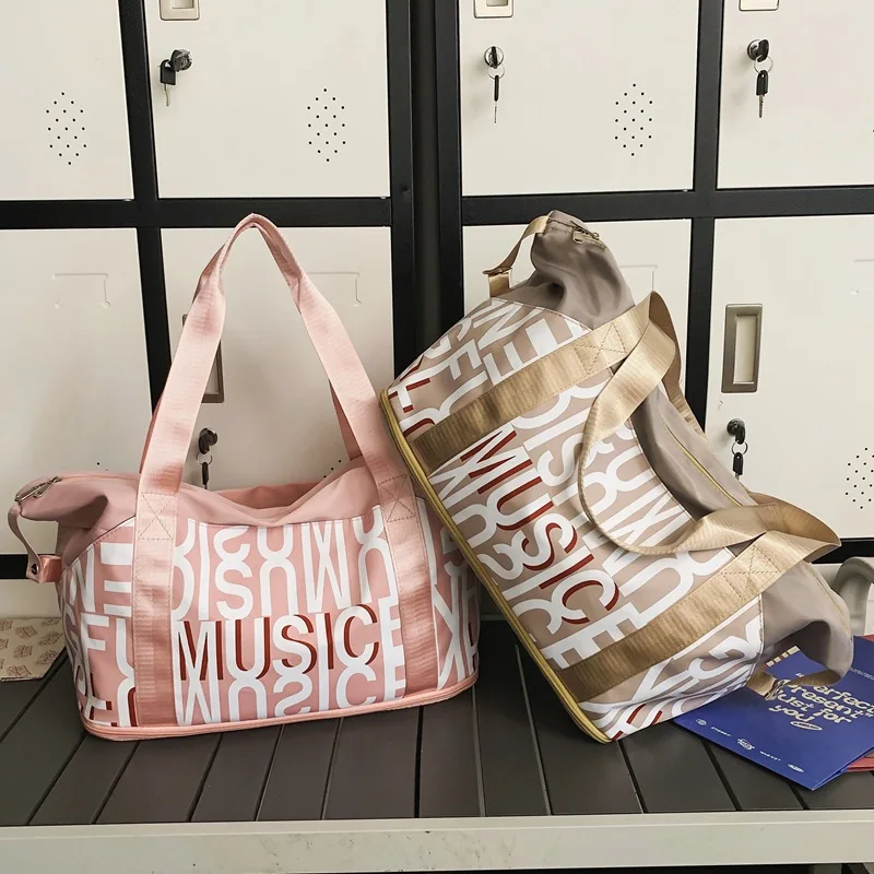 2024 New Letter Print Sports Bag Waterproof Fitness Gym Handbags Large Capacity Travel Bag Free Expansion Dry Wet Travel Tote 6